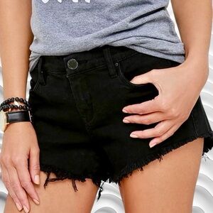 Blank NYC ‘Little Queenie’ Raw Hem Cutoff Denim Shorts in “Washed Black” Size 25